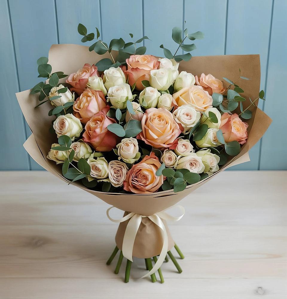 Букет цветов из: Альстромерии и Розы в Гуково