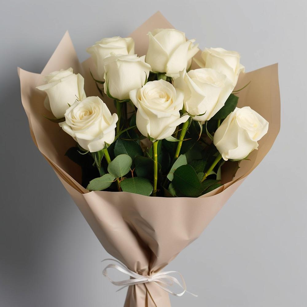 Букет 9 Белых роз Эдлесс Лав в Гуково