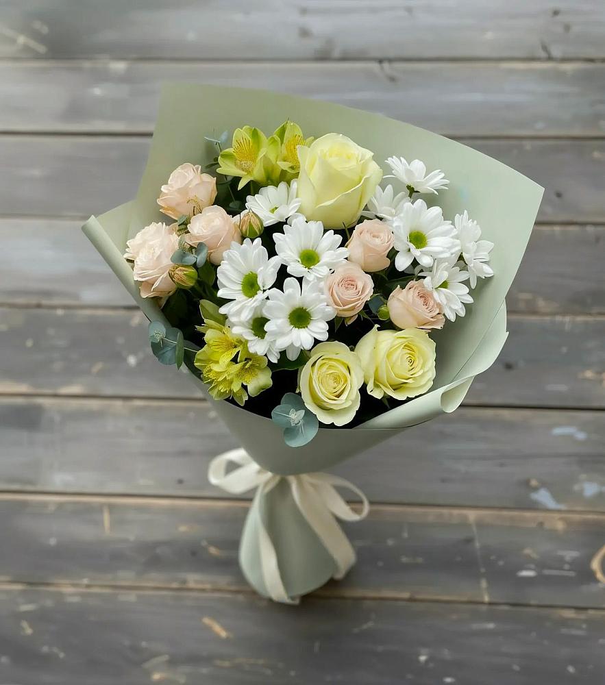 Букет цветов из: Альстромерии, Розы и Хризантемы в Гуково