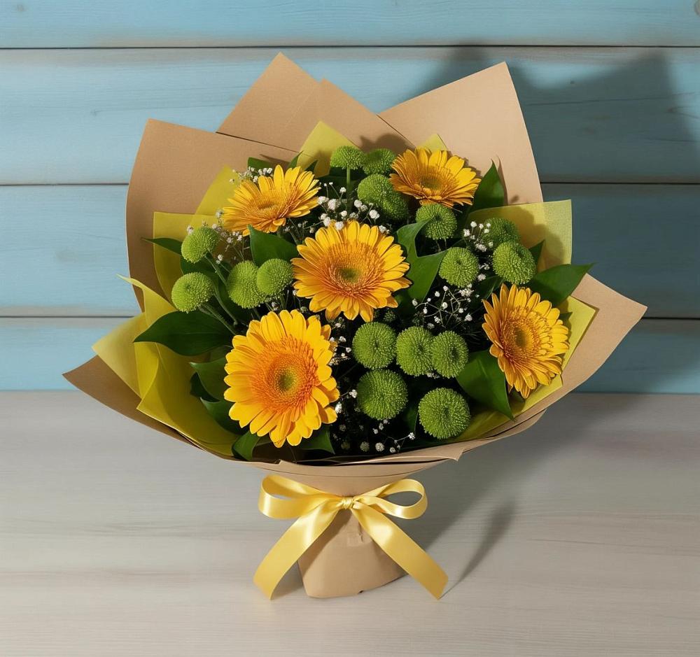 Букет цветов из: Герберы и Хризантемы в Гуково