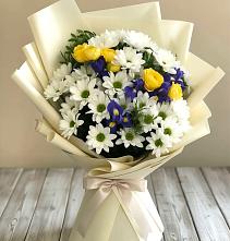 Букет цветов из:  Ирисы, Хризантемы и Розы #REPLACE_PRED# Гуково