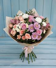 Букет цветов из:  Хризантемы, Розы и Альстромерии #REPLACE_PRED# Гуково