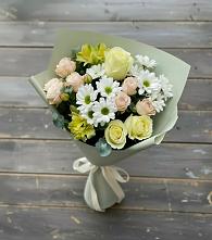 Букет цветов из:  Альстромерии, Розы и Хризантемы в Гуково