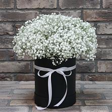 Цветочная композиция из Гипсофила в шляпной коробке в Гуково