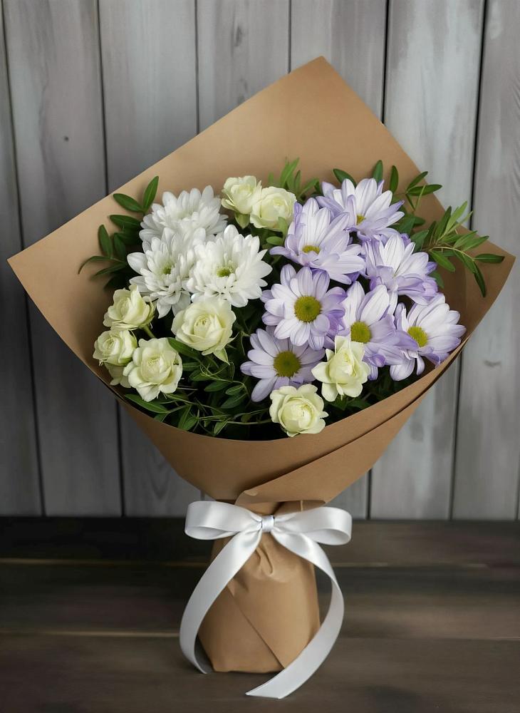 Букет цветов из: Хризантемы и Розы в Гуково